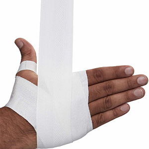 White hand boxing tape