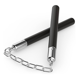 Black wooden nunchaku with chain